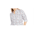 thumbnail image 2 of Charter Club Women's Printed Roll Tab Sleeve Linen Blend Top White Size Small, 2 of 3