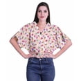 thumbnail image 1 of Moomaya Printed Womens Wrap Blouse Moss Georgette Elastic Waist Summer&nbsp;Crop Top, 1 of 5