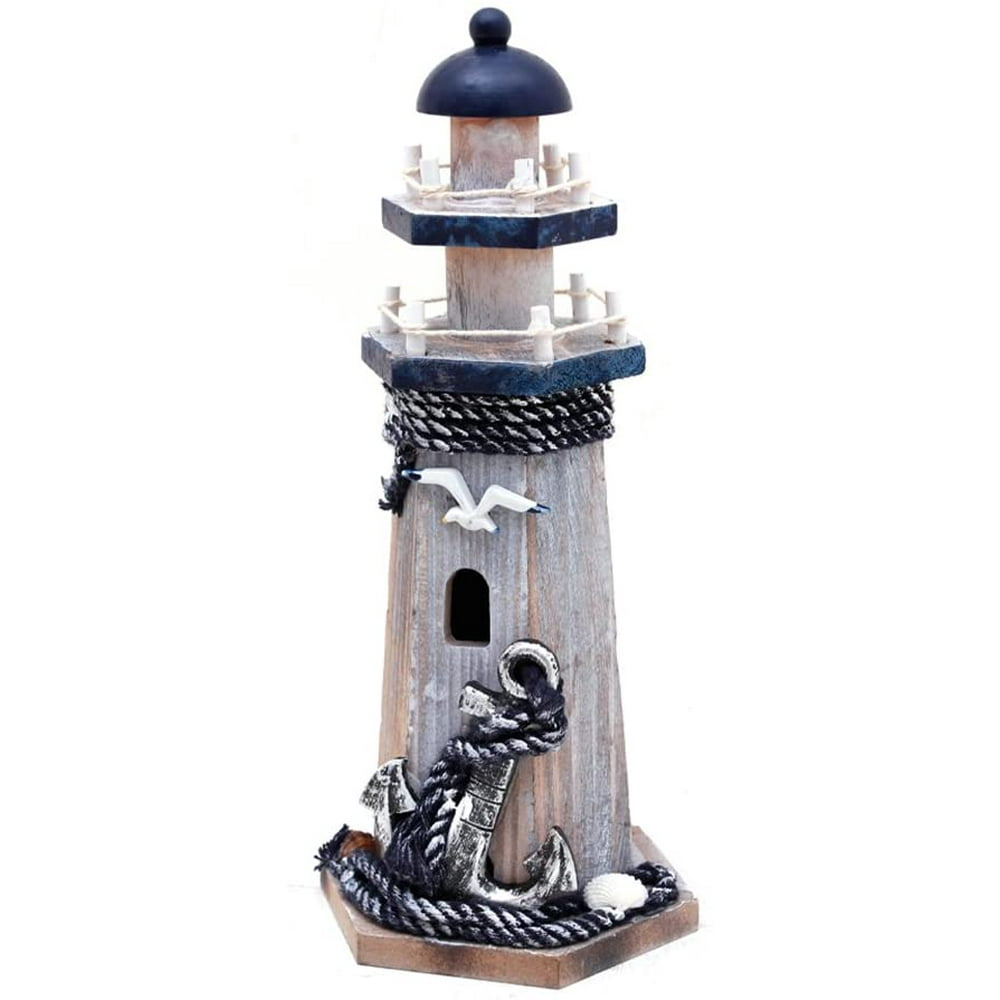 Wooden Lighthouse Nautical Bathroom Decor Lighthouse Figurines