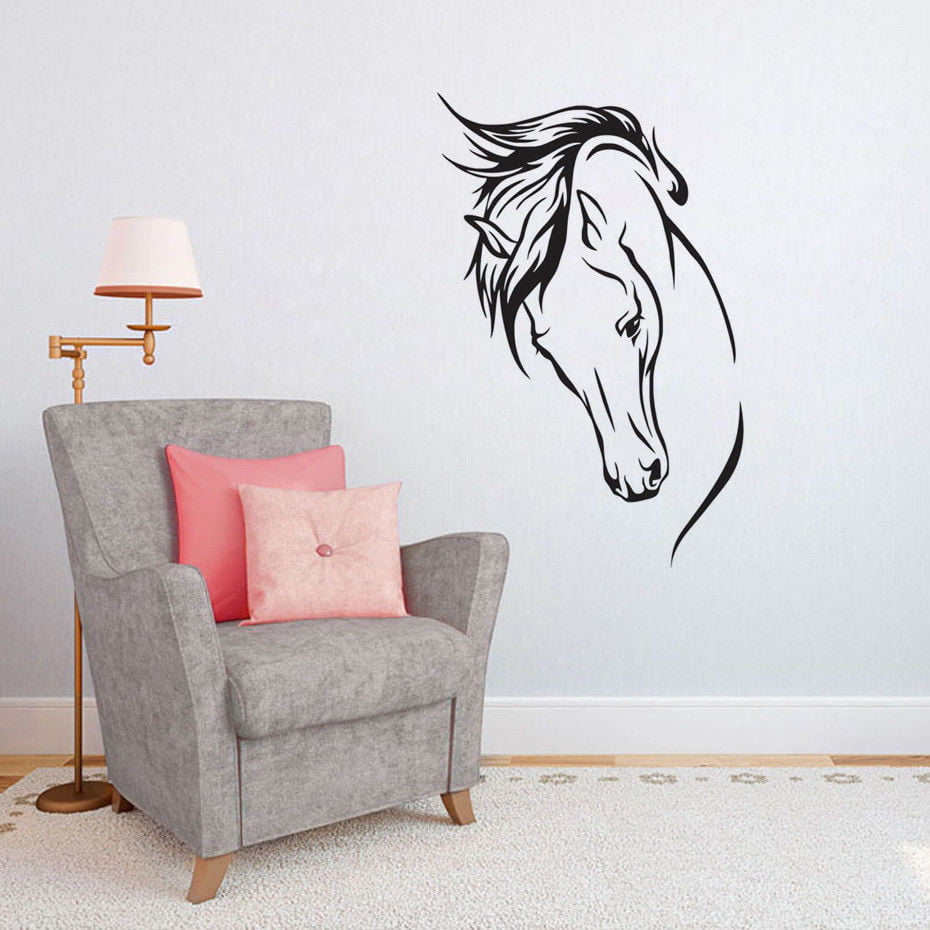 GLOGLOW Black PVC Wall Sticker Horse Vinyl Art Decal Home Study Room Decoration Removable 