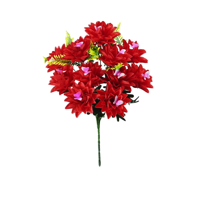 Artificial Flowers for Decoration Red Butterfly Pineapple 12 Stems Wedding Living Room CenterPC Event Scene Arrangements