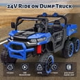 thumbnail image 3 of BKIRNP 24V 2 Seater Kids Ride on Car Truck,Ride on UTV W/,24 Volt Ride on Toys W/ Dump Bed/Shovel, LED Light, Music, Remote Control,6 Wheels Ride On Toys for Boys Girls Blue, 3 of 7