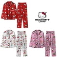 thumbnail image 3 of 2 uds Sanrio Hello Kitty pijamas Anime Y2K niñas pantalones de manga larga moda Kawaii Casual suelta pareja ropa de casa traje camisón, 3 of 4