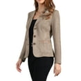 thumbnail image 4 of INSPIRE CHIC Women's Faux Suede Blazer Long Sleeve Lapel Collar Button Jacket L Desert Tan, 4 of 6