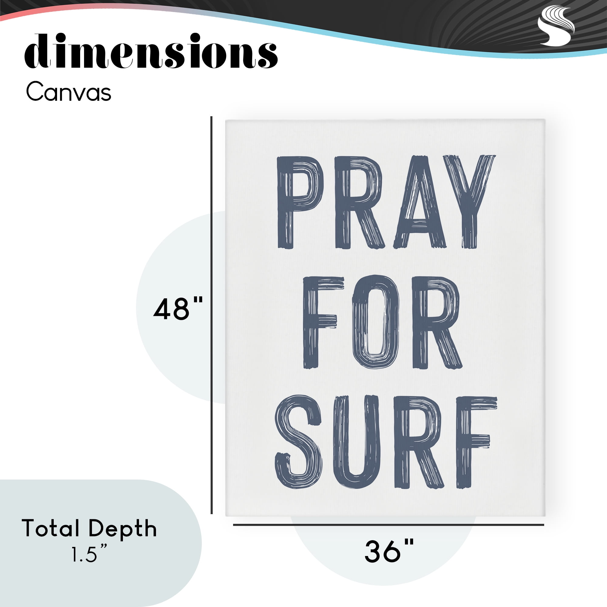 Summer Sentiment Pray For Surf Canvas Wall Art, design by Lettered and Lined