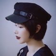 thumbnail image 2 of Aellinatey Retro Leather Buckle Beret Newsboy Cap Leisure Artist Hat Warm Octagonal Hat, 2 of 20