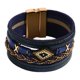 thumbnail image 2 of Pulsera multicapa envolvente con cuentas y cierre, brazalete estilo boho. Marina de guerra, 2 of 8