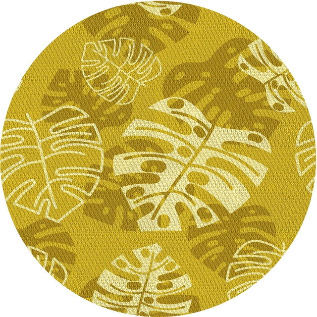 Ahgly Company Tapis d'Intérieur Lavables en Machine, Ronds, Transitionnels, Brun Caramel, 7' Ronds