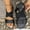 Black, variant on USSUMA Wedge Sandals for Women Women's Fashion Casual Summer New Solid Color Roman Style Elastic Fish Mouth Flat Sandals All-Day Sightseeing Sandals Clearance