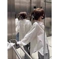 thumbnail image 6 of Women's White Long-sleeved Blouse with Loose Polo Neck, 6 of 7