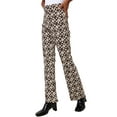 thumbnail image 1 of VISgogo Pantalones de pierna recta para mujer, pantalones de cintura alta con estampado estampado, marrón / negro / verde / azul / café VISgogo moda, 1 of 9