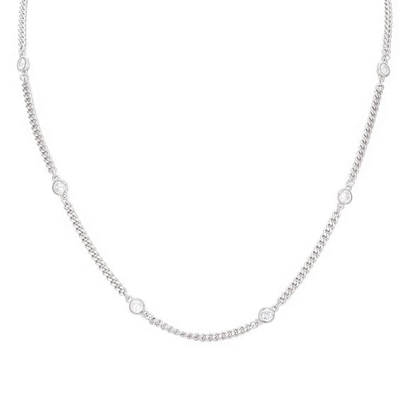 SEOL GOLD CZ Bezel Curb Chain Sterling Silver 925