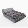 thumbnail image 2 of Ambesonne Leaf Print Fitted Sheet, Botany Nostalgia Leaves, King Size, Fawn Indigo and Dusk, 2 of 5