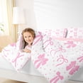 thumbnail image 4 of jejeloiu Ribbon Bowknot Print Queen Comforter Set,Pink Bow Pattern Bedding Comforter Set For Kids Reversible 3pcs, 4 of 8