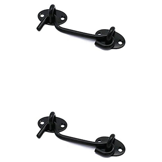 maskred Window Eye Multi-size Anti-rust Accessories Convenient Cabinet Hook Wind-Proof Catch Holder with Screws Showcase Black 4inch 2Set
