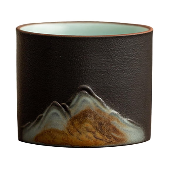 Esquirla Ceramic Tea Cup Traditional Chinese Tea Cup Mug Tumbler Espresso Cup Handcrafted Style Porcelain For Hot And Cold Drinks Suitable For home use office black
