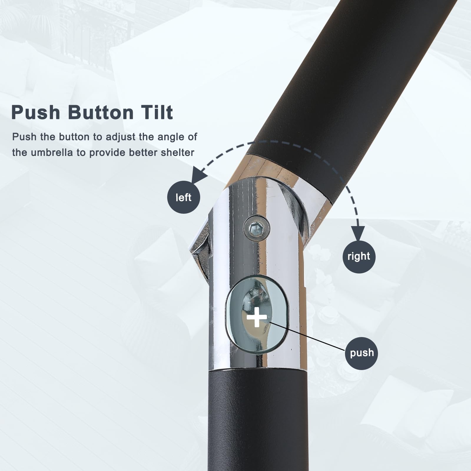 7.5ft Outdoor Patio Umbrella UPF50+ UV Protection with Push Button Tilt, Crank and 6 Sturdy Ribs