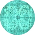 thumbnail image 1 of Ahgly Company Machine Washable Indoor Round Persian Turquoise Blue Traditional Area Rugs, 6' Round, 1 of 4
