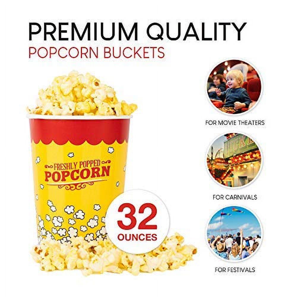 Large 32oz Paper Popcorn Buckets (25 Count) Disposable Vintage Container by Stock Your Home - image 2 of 7