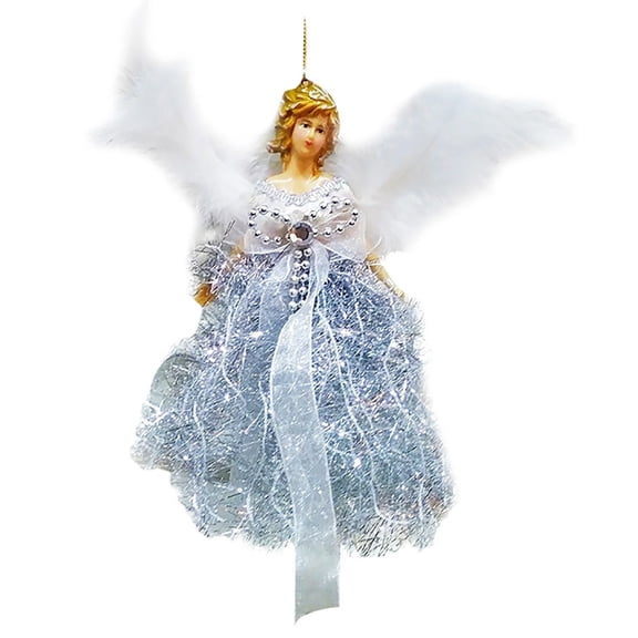 BESTSKY Christmas Tree Topper Fairy Angel Christmas Tree Pendant Fabric Angel Christmas Tree Topper Gifts for Home Holiday Party Christmas Decor Supply christmas angel tree topper Length:7.48 Inch