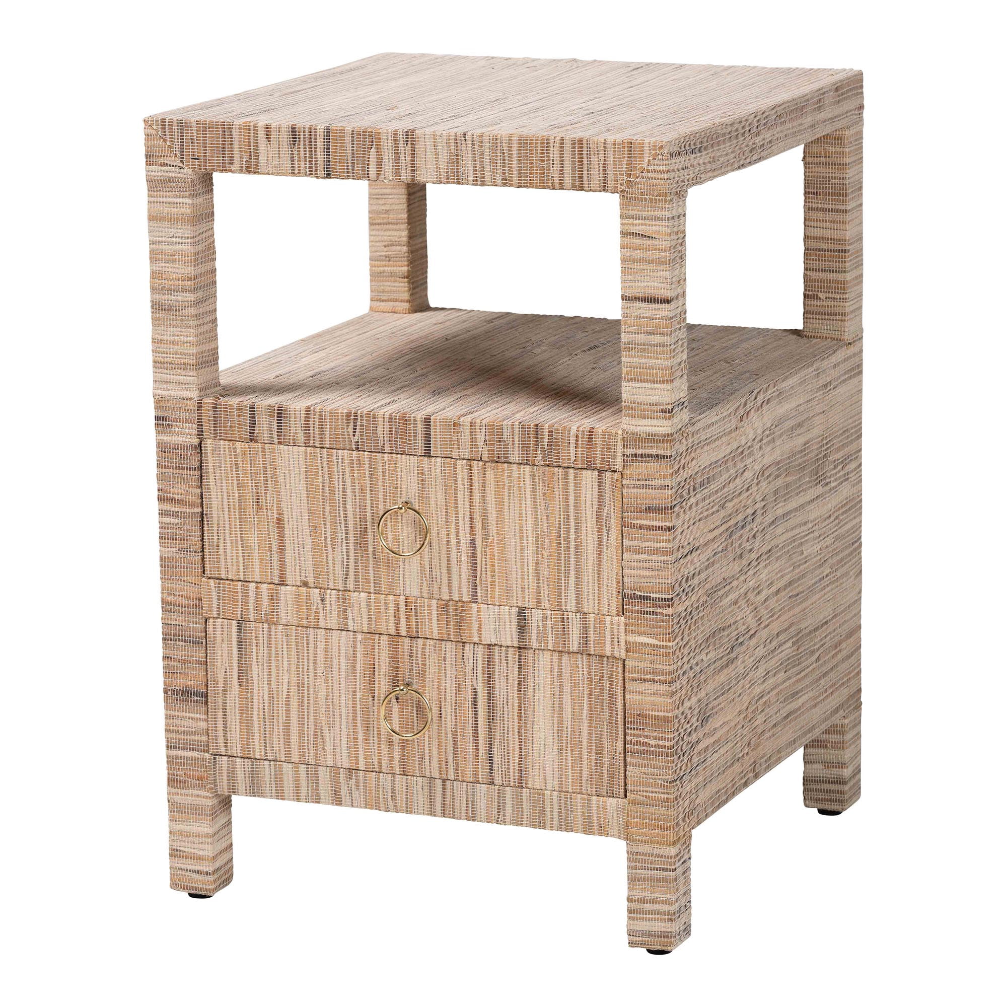 bali & pari Paine Boho Nightstand, 2-Drawer, Natural