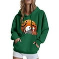 thumbnail image 2 of CFLVAEK Funny Graphic Sweatshirts for Women with Hood Plus Size Long Sleeve Holiday Hoodies Oversized Pullover Tops with Pockets Green XL, 2 of 6