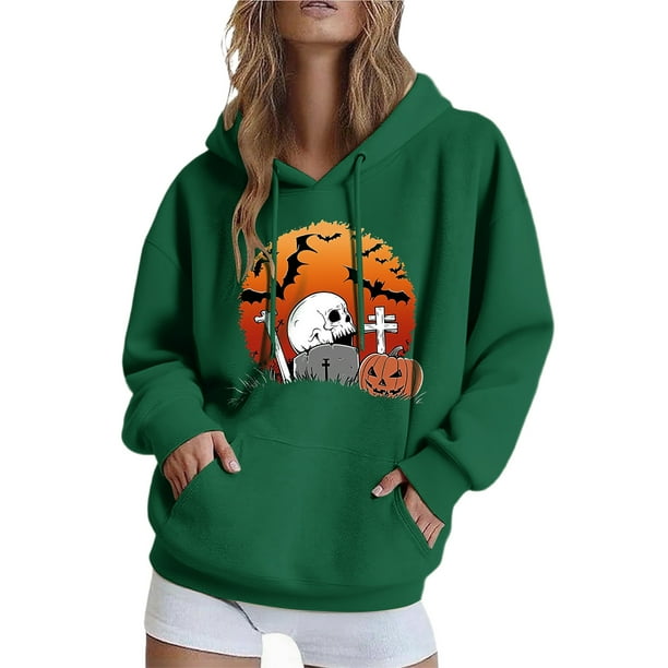 Ailaofu Womens Halloween Sweatshirt Cute Graphic Crewneck Pullover Printed Long Sleeve Fall Outfits Sweatshirts