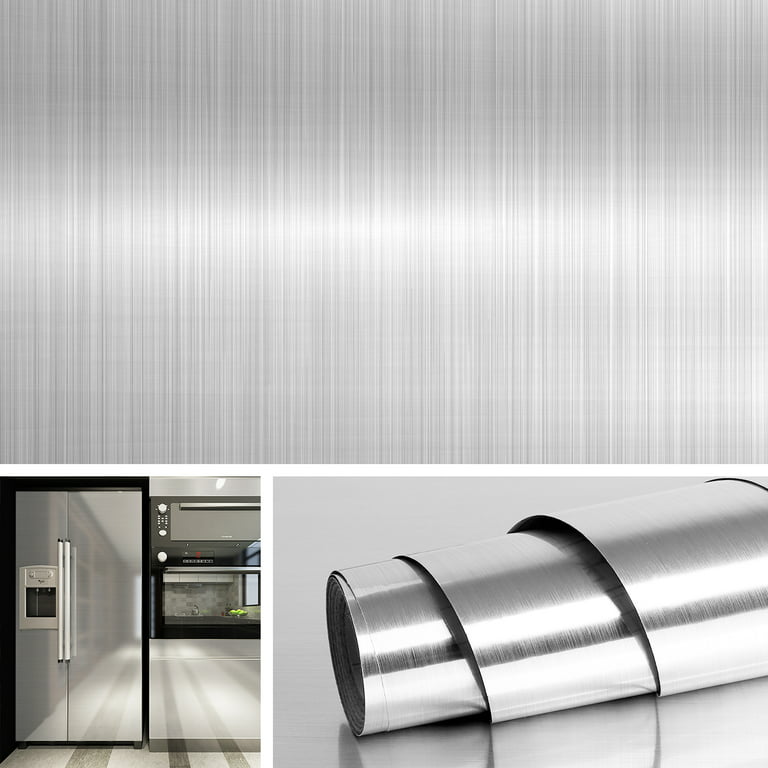 Glossy Silvery Stainless Steel Contact Paper, Peelable And Adhesive Vinyl  Brushed Metal Appearance Wallpaper For Refrigerator, - Temu Philippines