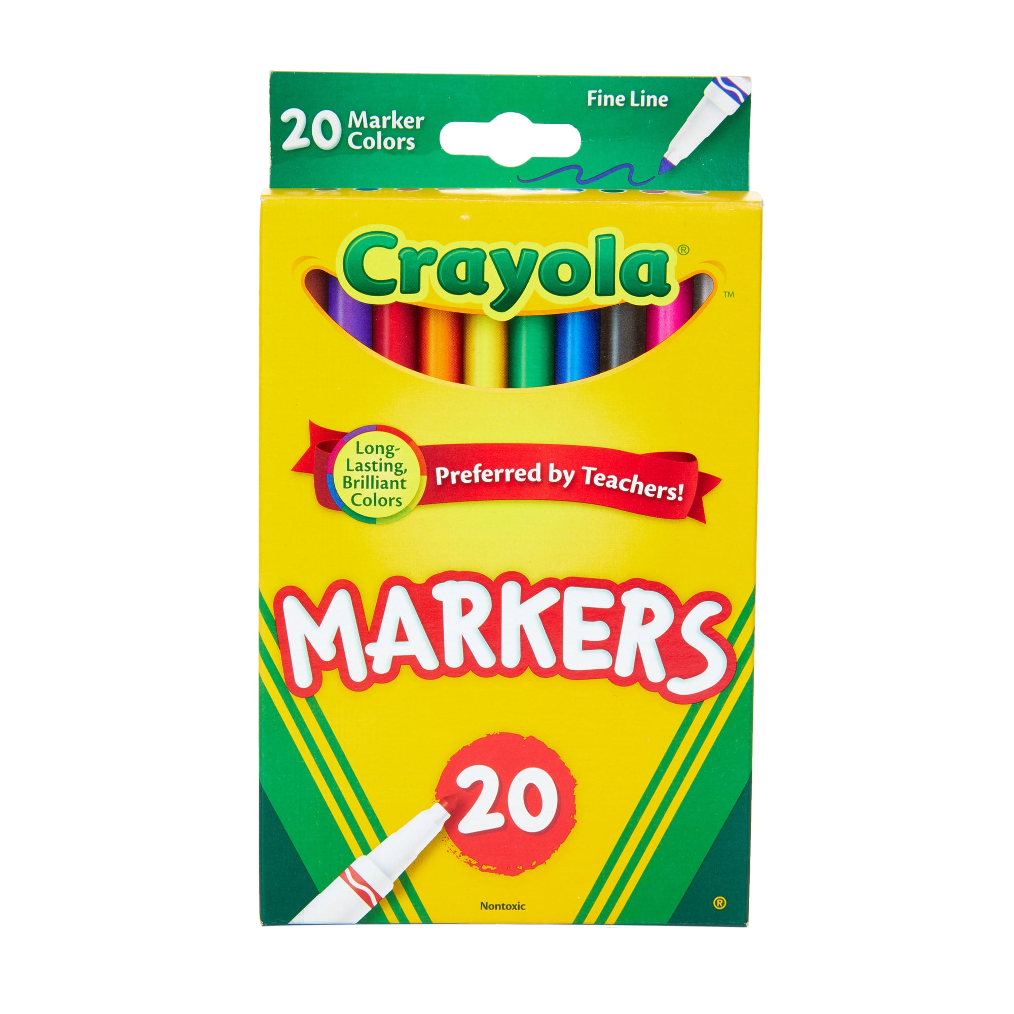 Crayola 20 Ct Fine Line Classic Markers, Classroom Supplies for Teachers, Back to School Supplies for Kids