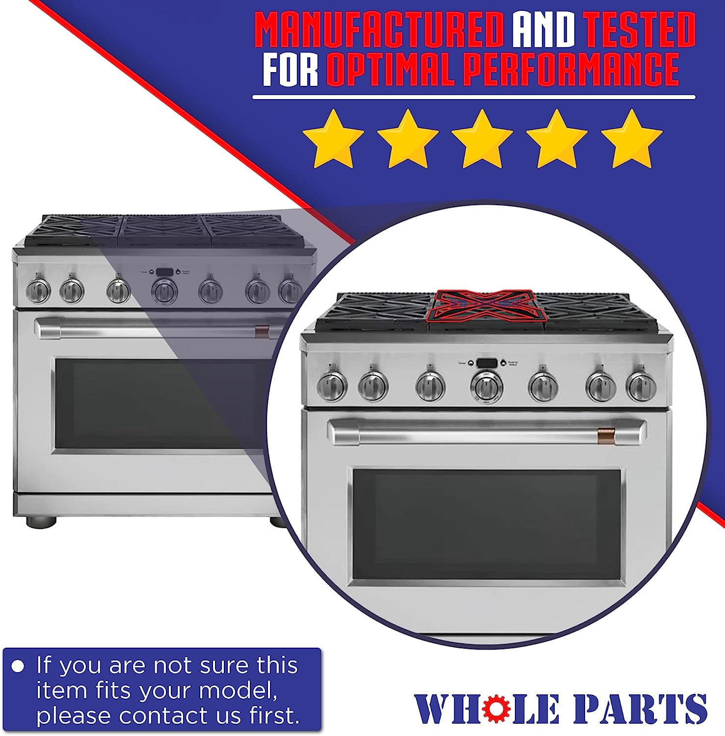 Whole Parts Range Burner Grate Part# WB31K10252 - Replacement and Compatible with Some GE Ranges - 2 Yr Warranty