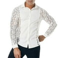 thumbnail image 2 of TAIAOJING Shirts For Men Lapel Full Lace Club Hollow Color Long Sleeves Blouse, 2 of 5