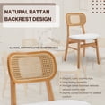 thumbnail image 4 of Dayalane Farmhouse Rattan Dining Chairs Set of 2, Mid Century Modern Kitchen Chairs, Faux Leather Cushioned Wooden Side Chairs with Wicker Curved Back for Dining Room Kitchen Lounge, White, 4 of 9