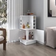 thumbnail image 4 of FM FURNITURE Toyei Corner Bar Cabinet with Bottle Rack Engineered Wood White, 4 of 7