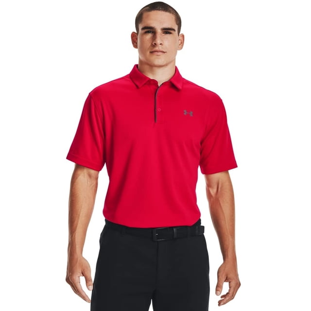Polo de golf Under Armour Tech para hombre, color rojo y grafito, talla XL