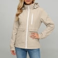 thumbnail image 7 of vdgthytj Womens Rain Jacket Windproof Drawstring Hooded Jackets Lightweight Waterproof Solid Travel Hiking Outwear with Pockets(Large,Beige), 7 of 7