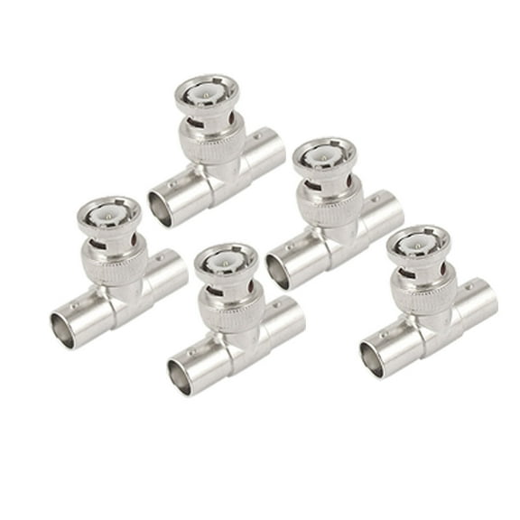 5 Pcs CCTV BNC Male to Double Female RF Coax Adapter T Connector