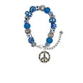 thumbnail image 2 of Delight Jewelry Silvertone Large Brown Cheetah Print Peace Sign Blue Paw Print Bead Bracelet, 7"+2", 2 of 4