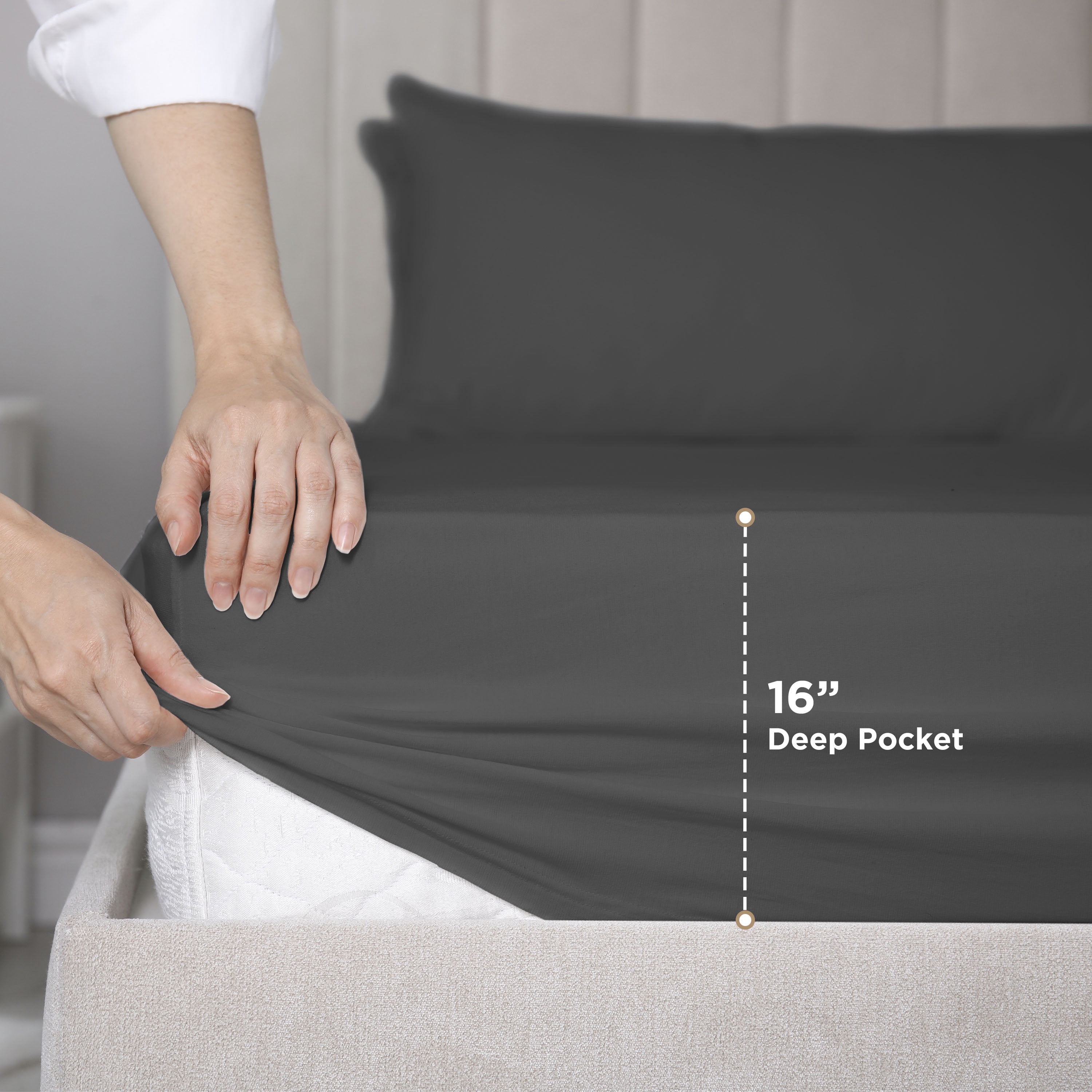 Martex 4-Piece King Sheet Set | 100% Supima Cotton 700TC Sateen | Charcoal Gray