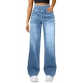 thumbnail image 2 of Women's Sweatpant Jeans High Waisted Stretchy Pull On Wide Leg Denim Pants, 2 of 9