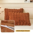 thumbnail image 6 of LIFEREVO 2 Pieces Fluffy Faux Rabbit Fur Pillow Cases, Luxury Soft Plush Shaggy Bubble Pillowcases King Size with Zipper, Furry Fuzzy Long Pillow Shams for Adult Girls Kids Teens 20x36, Burnt Orange, 6 of 7