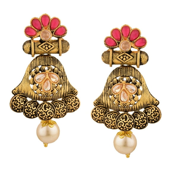 Efulgenz Indian Ethnic Vintage Gypsy Oxidized Antique Traditional Temple Earrings for Women (Style 4)