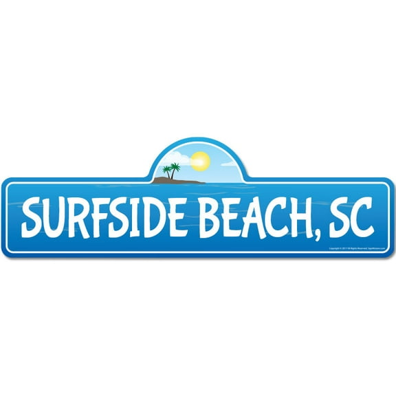 Surfside SC South Carolina Beach Street Sign | Indoor/Outdoor | Surfer Ocean Lover Décor For Beach House Garages Living Rooms Bedroom | Signmission Personalized Gift