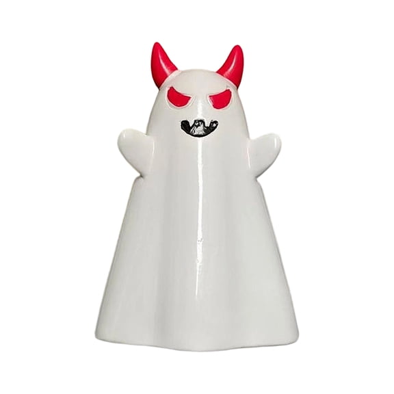 Halloween Ghost Resin Statue Figurine with Sunglasses Bow and Pumpkin Basket Hand-Painted 3D Sculpted Spooky Ornament for Home Tabletop Shelves Fireplace Display Decor