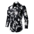 thumbnail image 1 of Blusa y camisa de manga larga con cuello vuelto para hombre, blusa informal de moda con estampado de cuello vuelto y botones, blusa de manga larga para hombre, 1 of 2