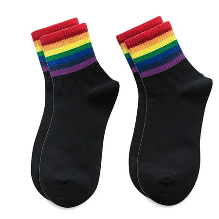 

Winter New UniCotton Rainbow Striped Socks Xmas Fashion Warm Chrismas