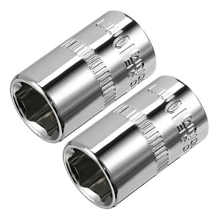 

2Pcs 1/4-inch Drive 10mm Cr-V 6-Point Shallow Socket