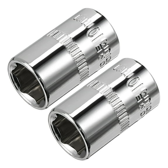 2Pcs 1/4-inch Drive 10mm Cr-V 6-Point Shallow Socket