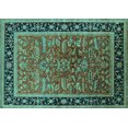 thumbnail image 1 of Ahgly Company Machine Washable Indoor Rectangle Oriental Turquoise Blue Traditional Area Rugs, 7' x 10', 1 of 4