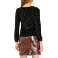 thumbnail image 3 of MODA NOVA Junior's Dots Velvet Burn-Out Long Puff Sleeve Blouse, 3 of 5