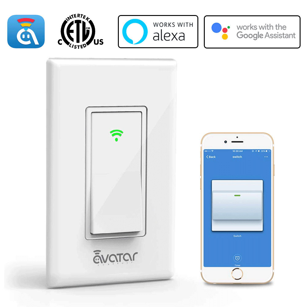 Avatar Controls Smart Light Switch, Alexa/Google Home Compatible, WiFi